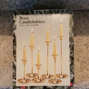 Elegant Brass Candleholders Set of 6